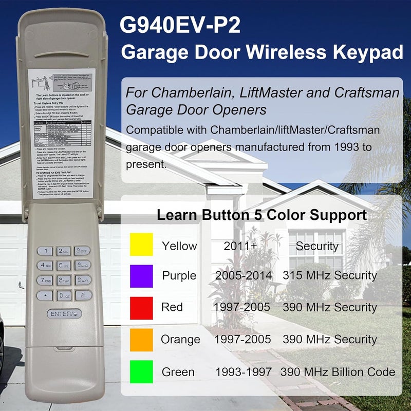 GIOATY Universal Garage Door Opener Keypad for Liftmaster Chamberlain Craftsman Wayne Dalton Openers Produced Since 1993, Wireless Keypad Keyless Entry, Replaces 877/878MAX 377/977/877/66LM, Safe Security - Image 2